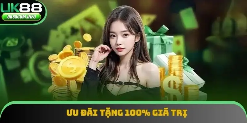 Tặng thưởng 100% giá trị cho khách hàng mới tham gia